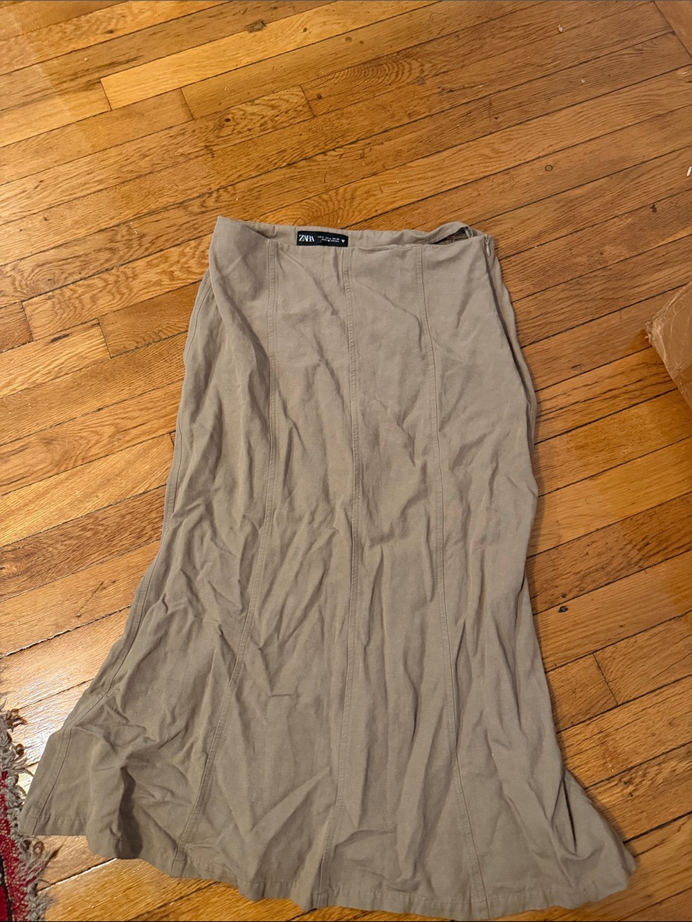 Zara Neutral Maxi Skirt in Taupe